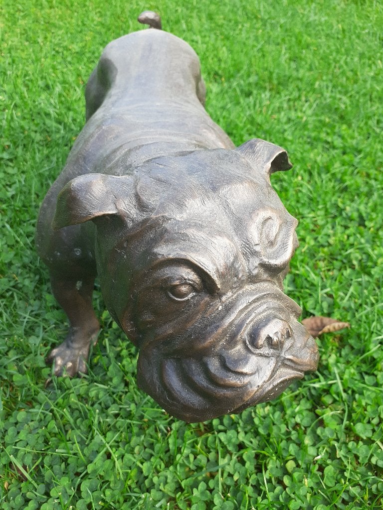 GRAND BOULEDOGUE EN BRONZE, Antiquités & Art, Enlèvement, Bronze