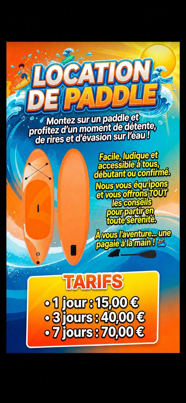 Paddle a louer, Sports nautiques & Bateaux, Kitesurf, Enlèvement, Neuf, Autres types