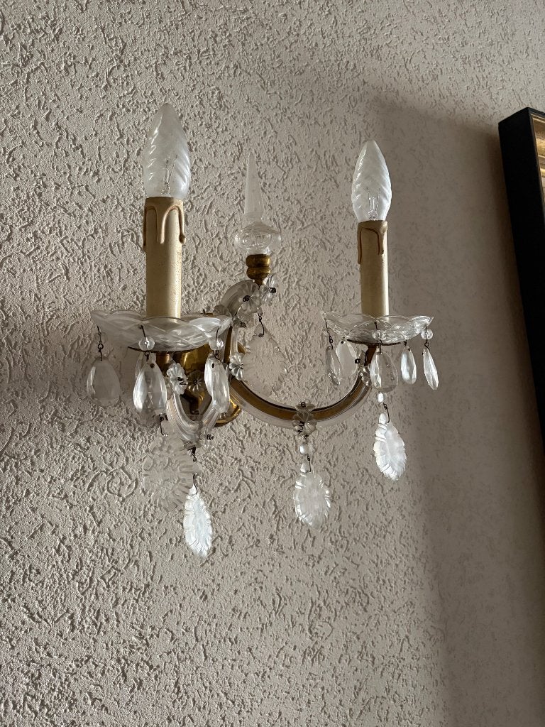 Kristallen wandlamp/set, Ophalen, Gebruikt
