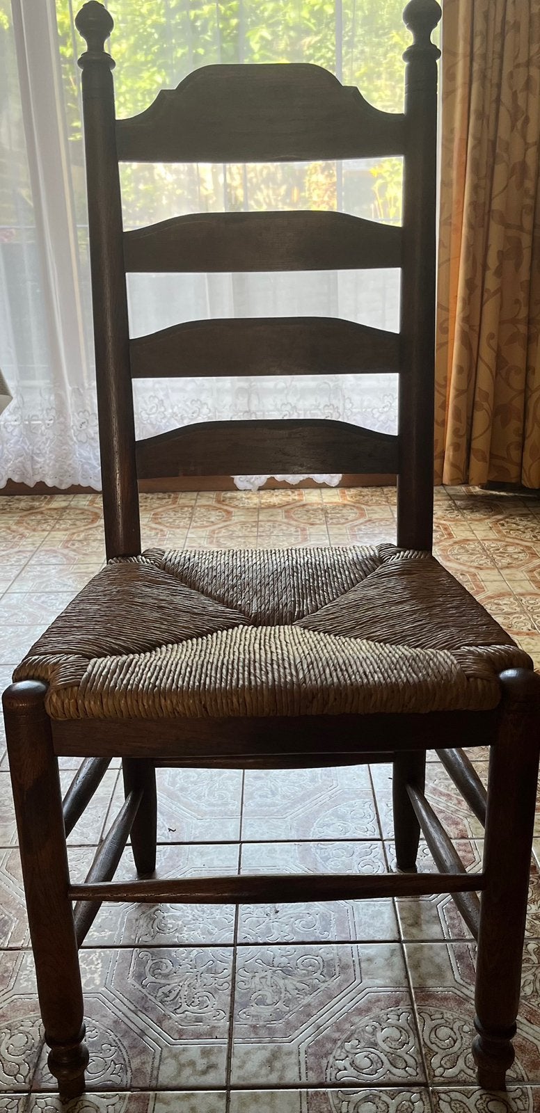 6 eiken stoelen met rieten zit, Antiek en Kunst, Ophalen