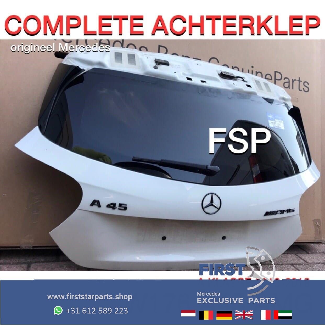 W176 ACHTERKLEP WIT COMPLEET origineel Mercedes A Klasse 201, Arrière, Haillon arrière, Utilisé, -