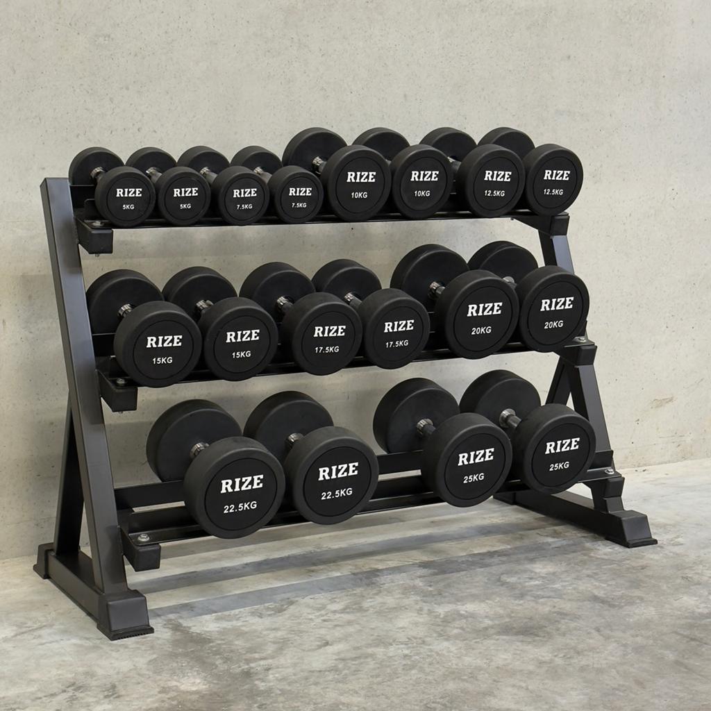Dumbbell set 5 tot 25kg met rek UITVERKOOP, Ophalen of Verzenden, Zo goed als nieuw, Dumbbell