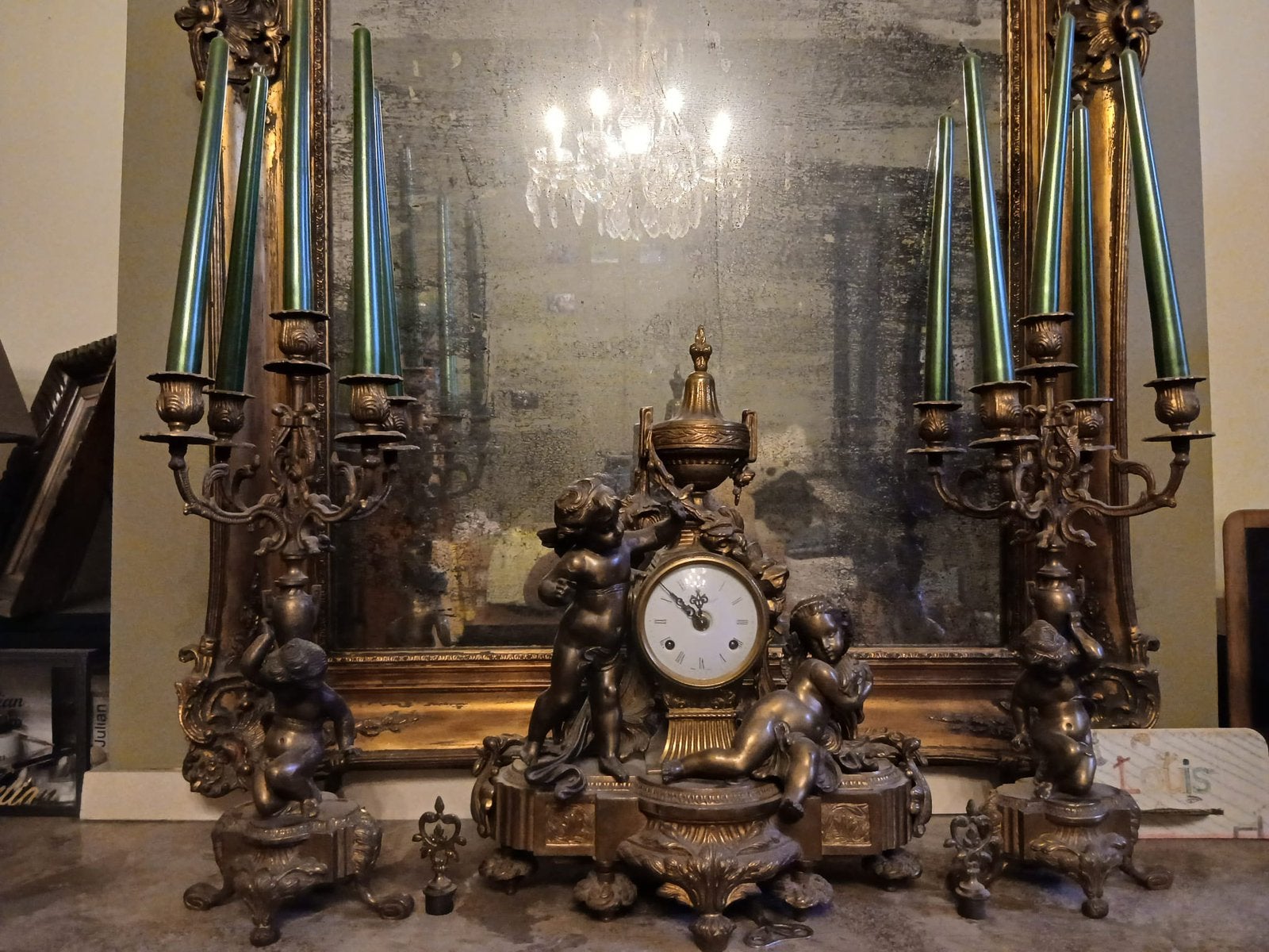 Antieke schouw garnituur klok, Antiek en Kunst, Antiek | Klokken, Ophalen