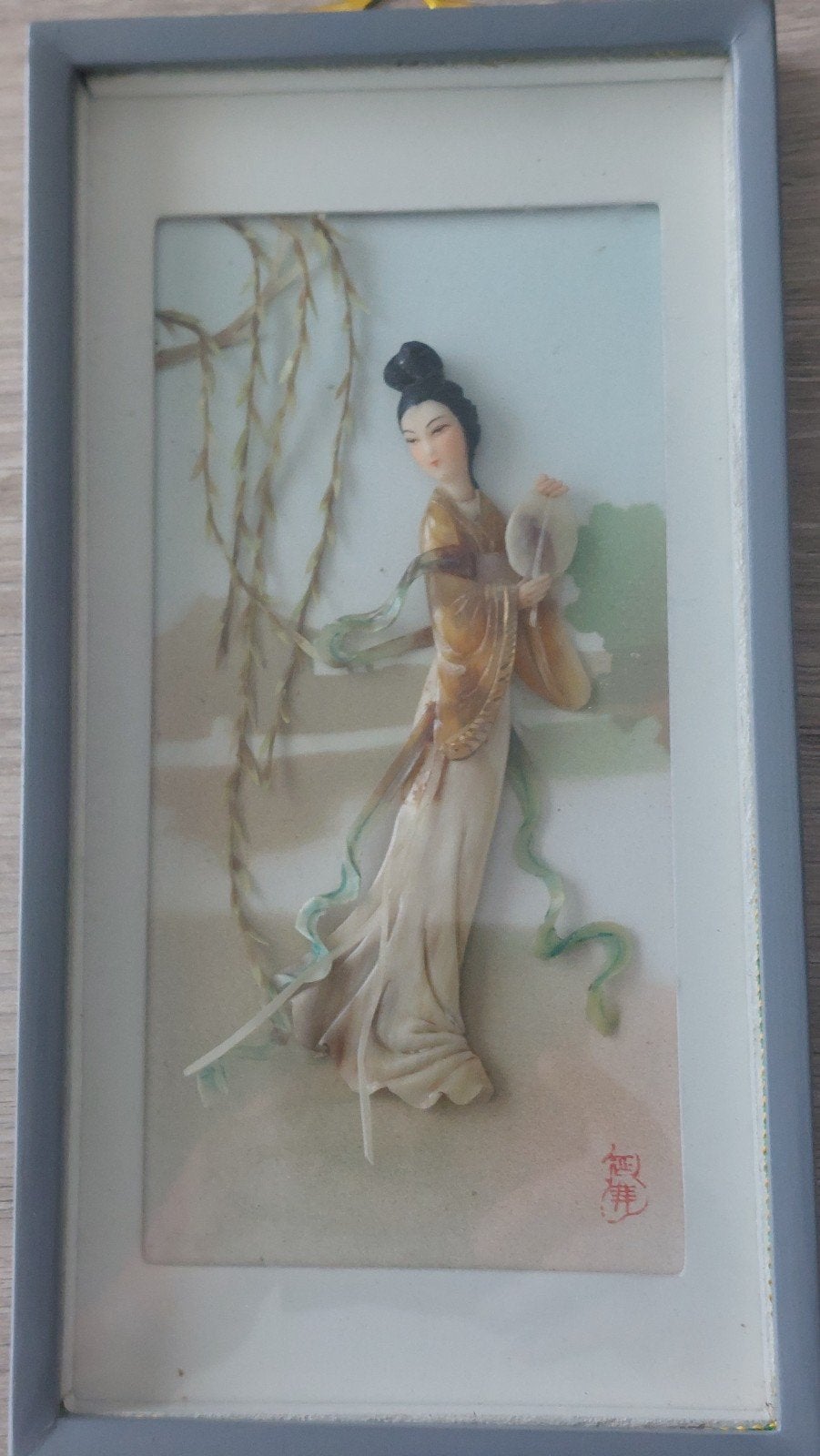 Vintage Chinees 3D-Reliëf Schilderij – Parelmoer, Ophalen of Verzenden