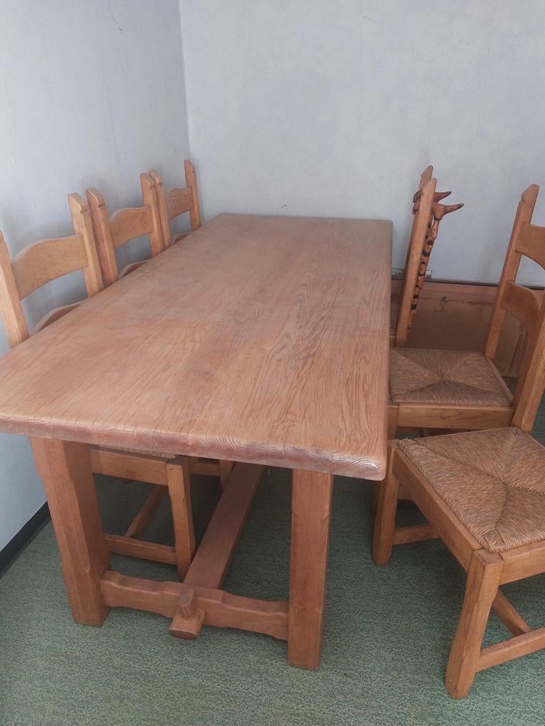Table entièrement en chêne avec 6 chaises, Maison & Meubles, Salles à manger complètes, Enlèvement