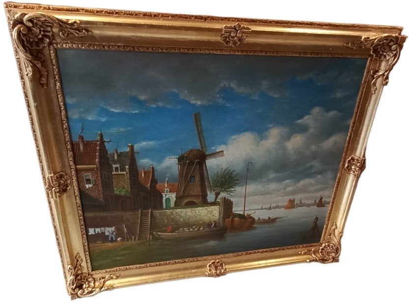 Jan Peypers « Près de Dordrecht » 1871-1950., Antiquités & Art, Art | Peinture | Classique, Peinture à l'huile, Panneau, Signé