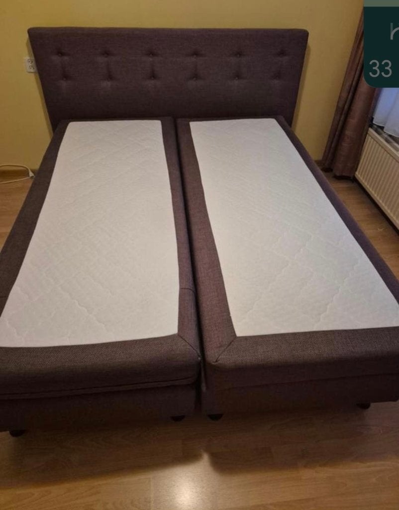Bezorging is mogelijk 160x200 complete boxspring bed, Gebruikt, Bruin, Tweepersoons, Ophalen of Verzenden