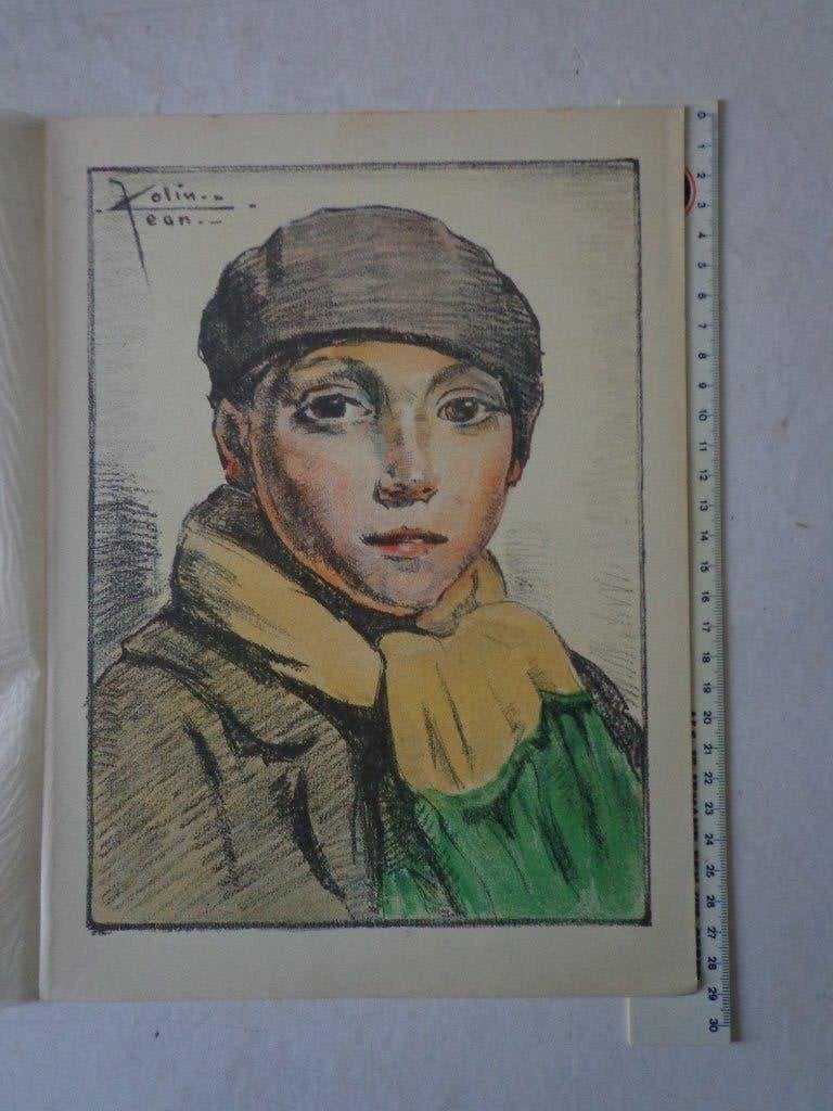litho van Jean Colin "L'écolier" (de scholier) uit 1930, Antiek en Kunst, Portret en Figuren, Ophalen of Verzenden, Lithografie