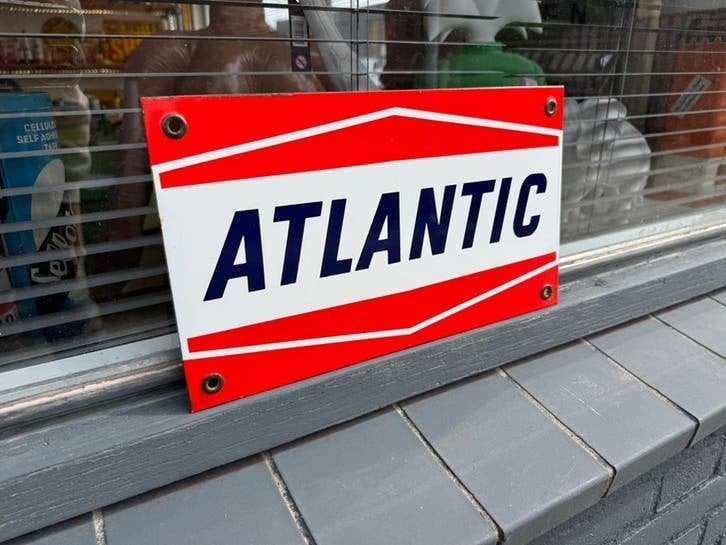 Vintage Atlantic Emaille Reclamebord - Klassiek Garage Decor, Collections