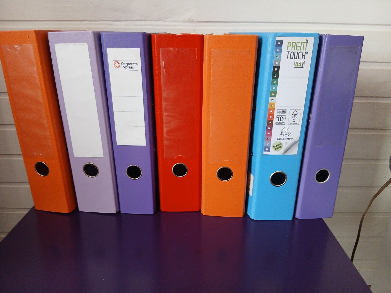 lot de 7 classeurs A4 plastique en couleurs, Ophalen of Verzenden