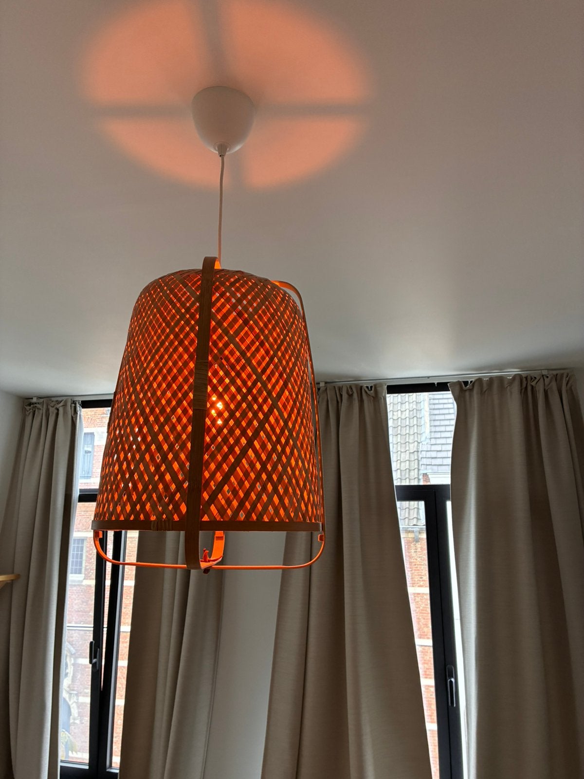 IKEA KNIXHULT bamboe hanglamp – In nieuwstaat!, Ophalen, Zo goed als nieuw, Hanglamp