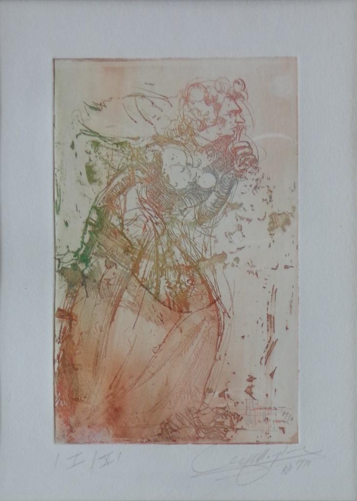 ROGER VAN BELLEGHEM / DAME / KLEURETS / 44x34cm / KADER, Enlèvement ou Envoi