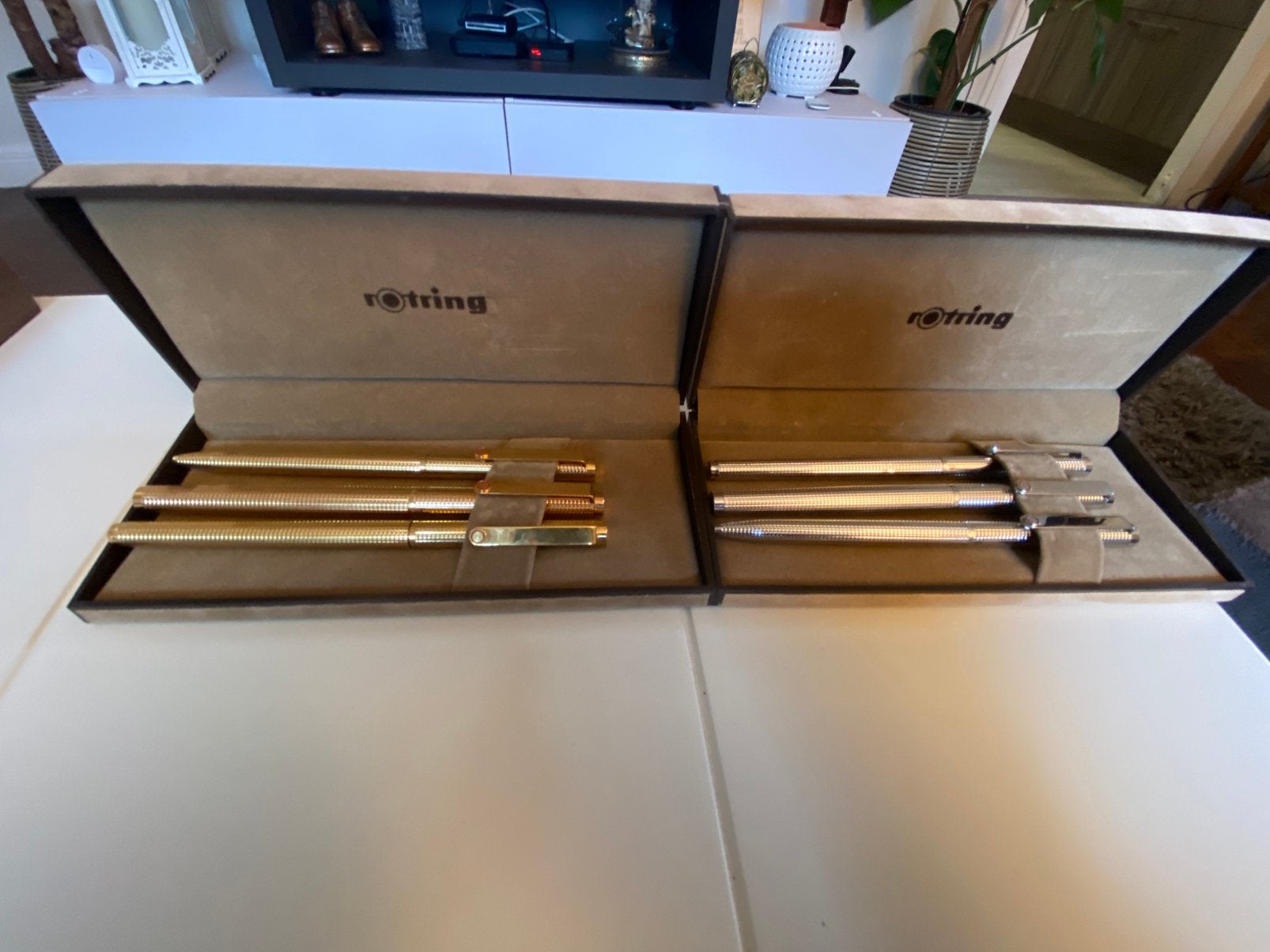 luxe Vintage rOtring pennensets  met 14K 585 GOUDEN penpunt, Antiek en Kunst, Ophalen