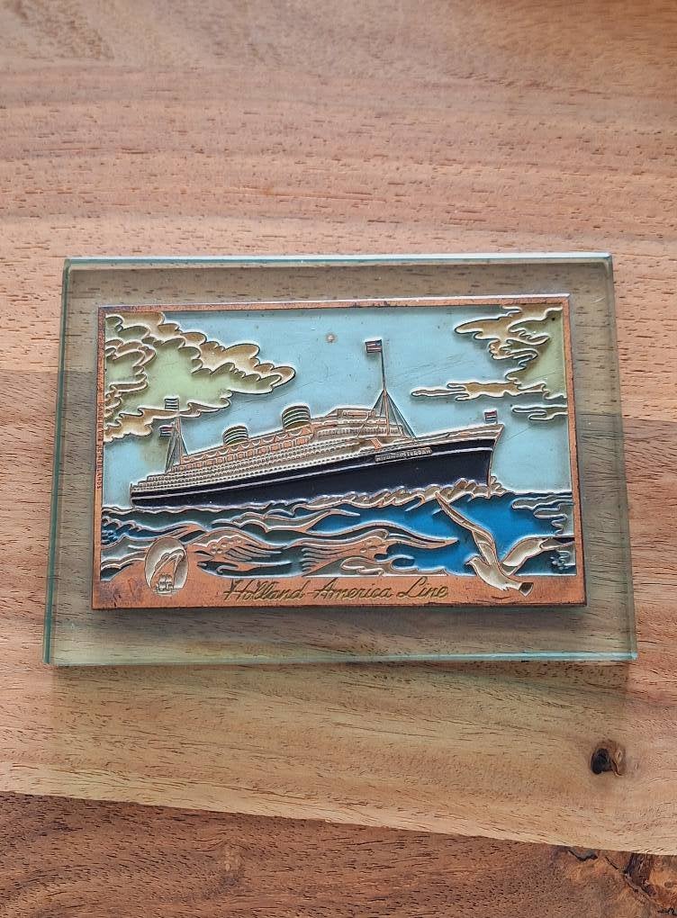 Vintage reclame presse-papier van de Holland America lijn🚢, Collections, Marine, Enlèvement ou Envoi, Utilisé, Bateau à moteur ou Voilier