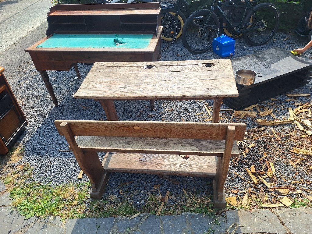 antiek houten schoolbank, Enlèvement
