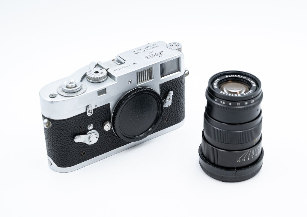 Leica M2 (CLA'd) + Leitz Wetzlar Elmar-C 90 mm f4, Audio, Tv en Foto, Fotocamera's Analoog, Ophalen of Verzenden, Gebruikt, Compact