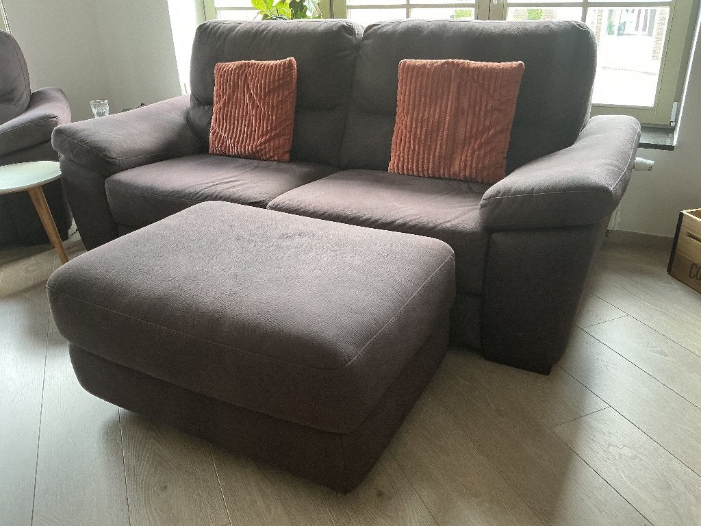 3 zit zetel in bruine stof mooie staat  200 euro stuk, Ophalen, Zo goed als nieuw, Stof