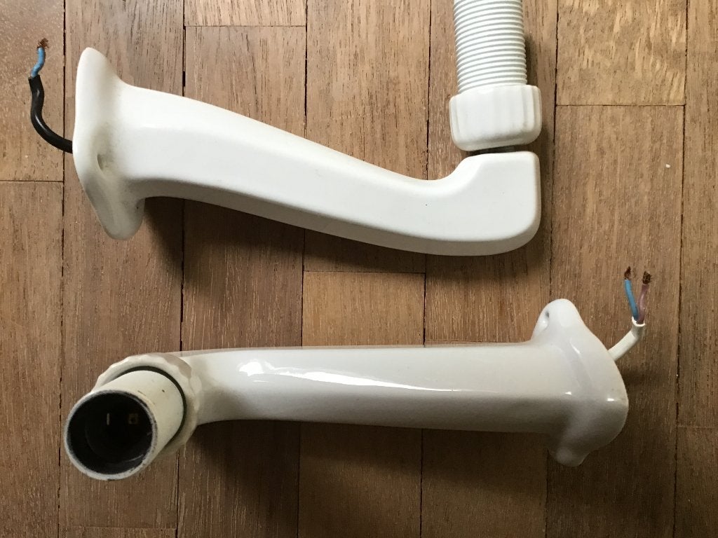 2 vintage wandlampen in porselein, Overige materialen, Ophalen of Verzenden, Zo goed als nieuw, Wit