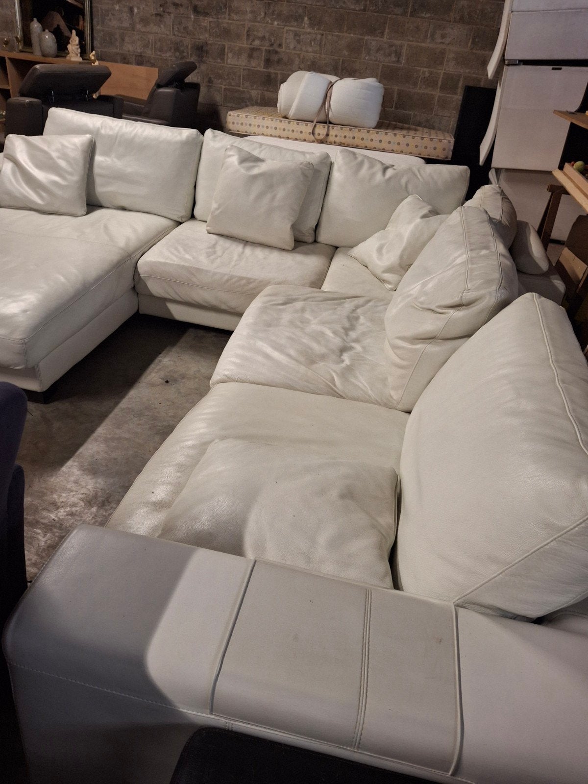 lederen Natuzzi hoeksalon In goede staat, Huis en Inrichting, Ophalen