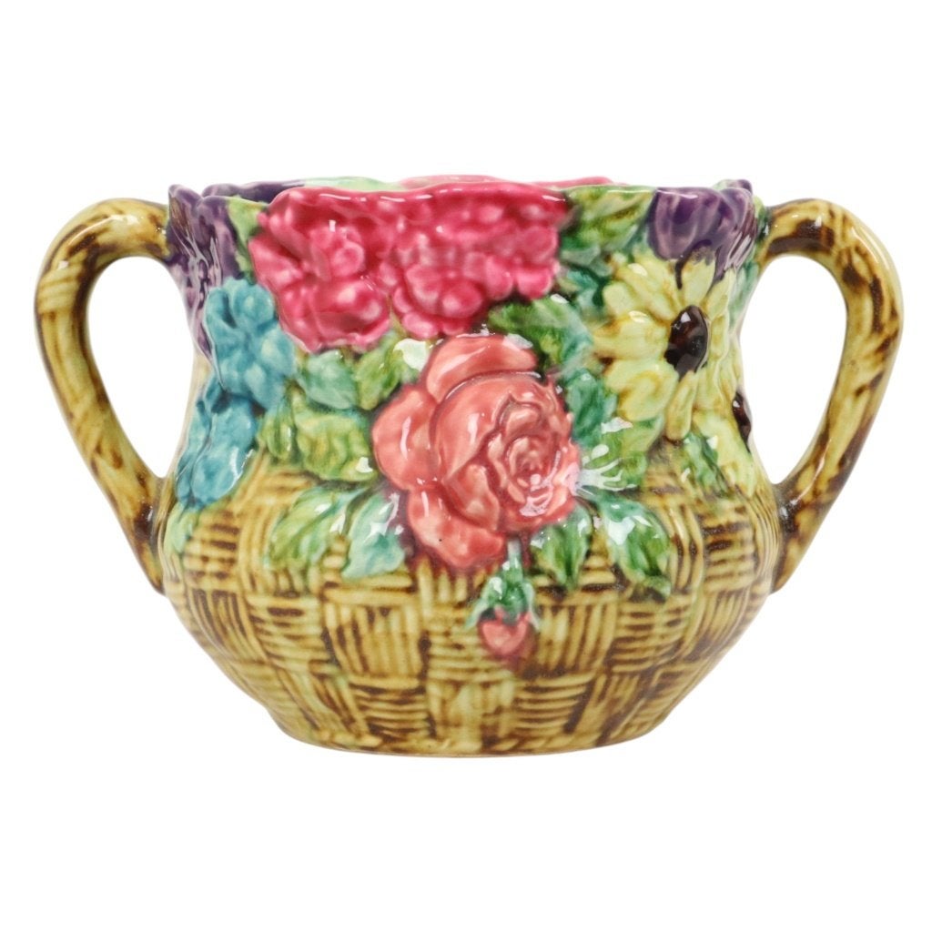 Kleurrijke Art Nouveau Bloempot Cache Pot Majolica Frankrijk, Antiek en Kunst, Ophalen of Verzenden
