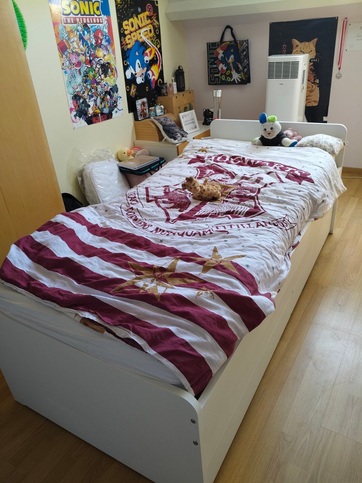 bed met logeerbed onder, Huis en Inrichting, Slaapkamer | Complete slaapkamers, Ophalen, Gebruikt, Eenpersoons, Wit