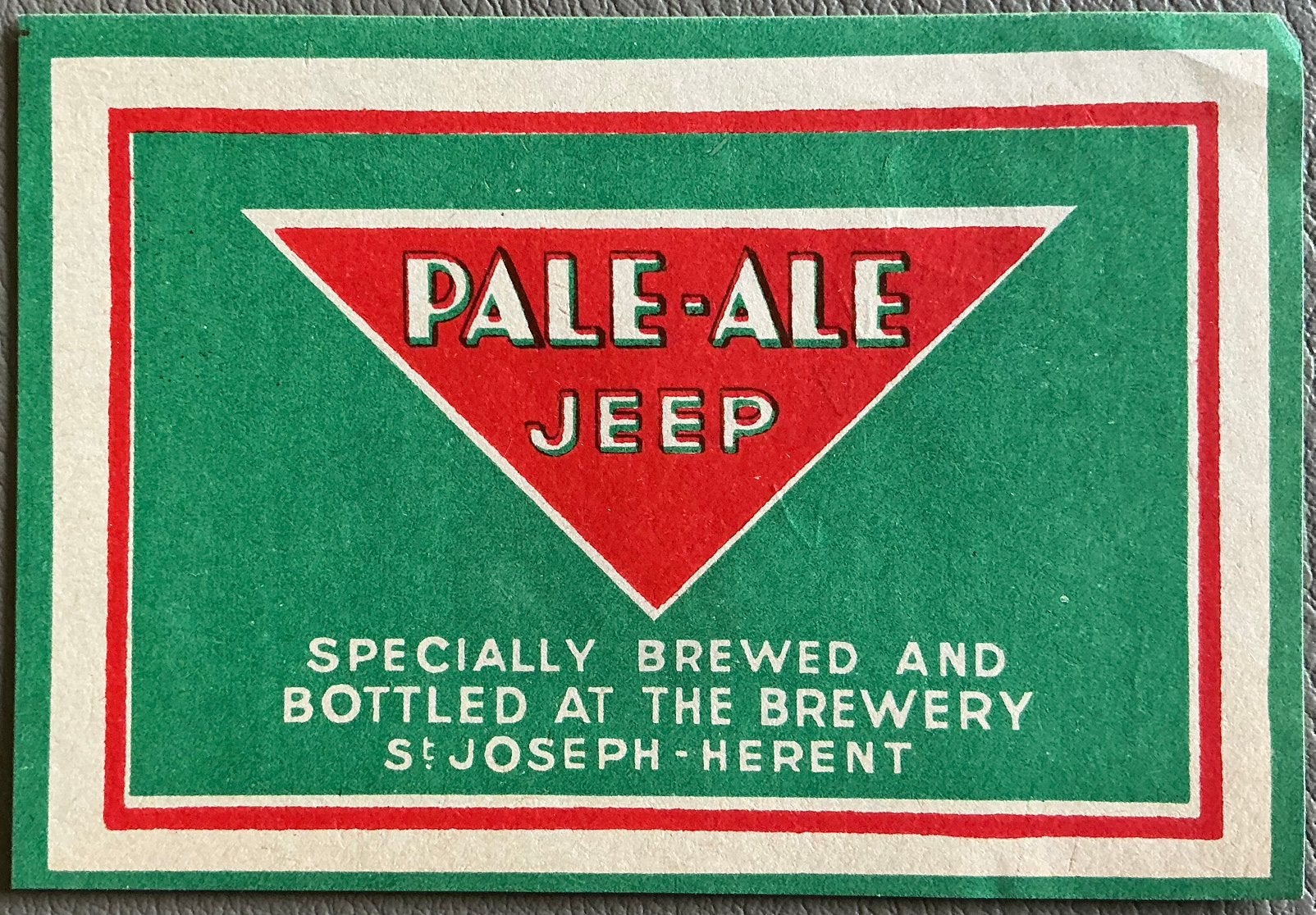 Oud BR.ST.JOSEPH/PALE-ALE JEEP/HERENT/bieretiket, Verzamelen, Ophalen of Verzenden, Zo goed als nieuw, Overige typen, Overige merken