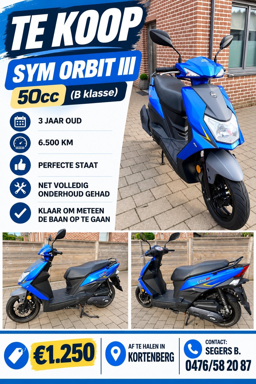 Mobilet 50cc B-classe Sym orbit Iii, Vélos & Vélomoteurs, Enlèvement, Comme neuf, Essence