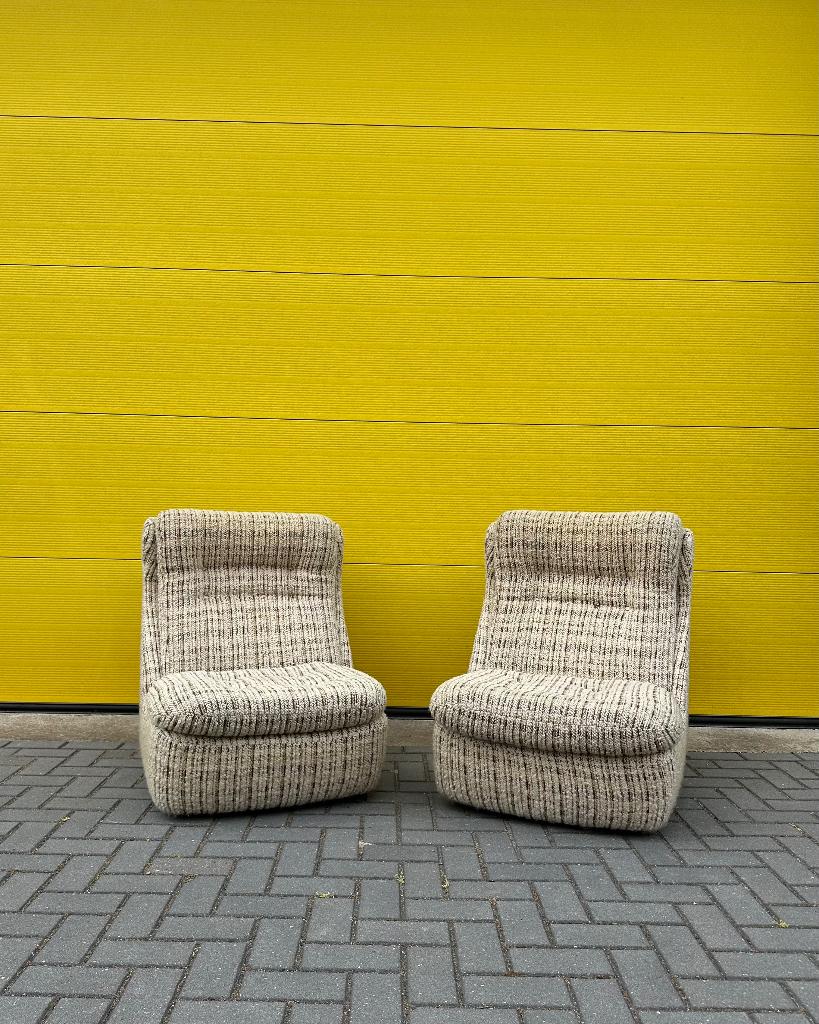 Ensemble de chaises longues vintage Tissé crème/beige/marron, 75 à 100 cm, Enlèvement, Utilisé, 50 à 75 cm