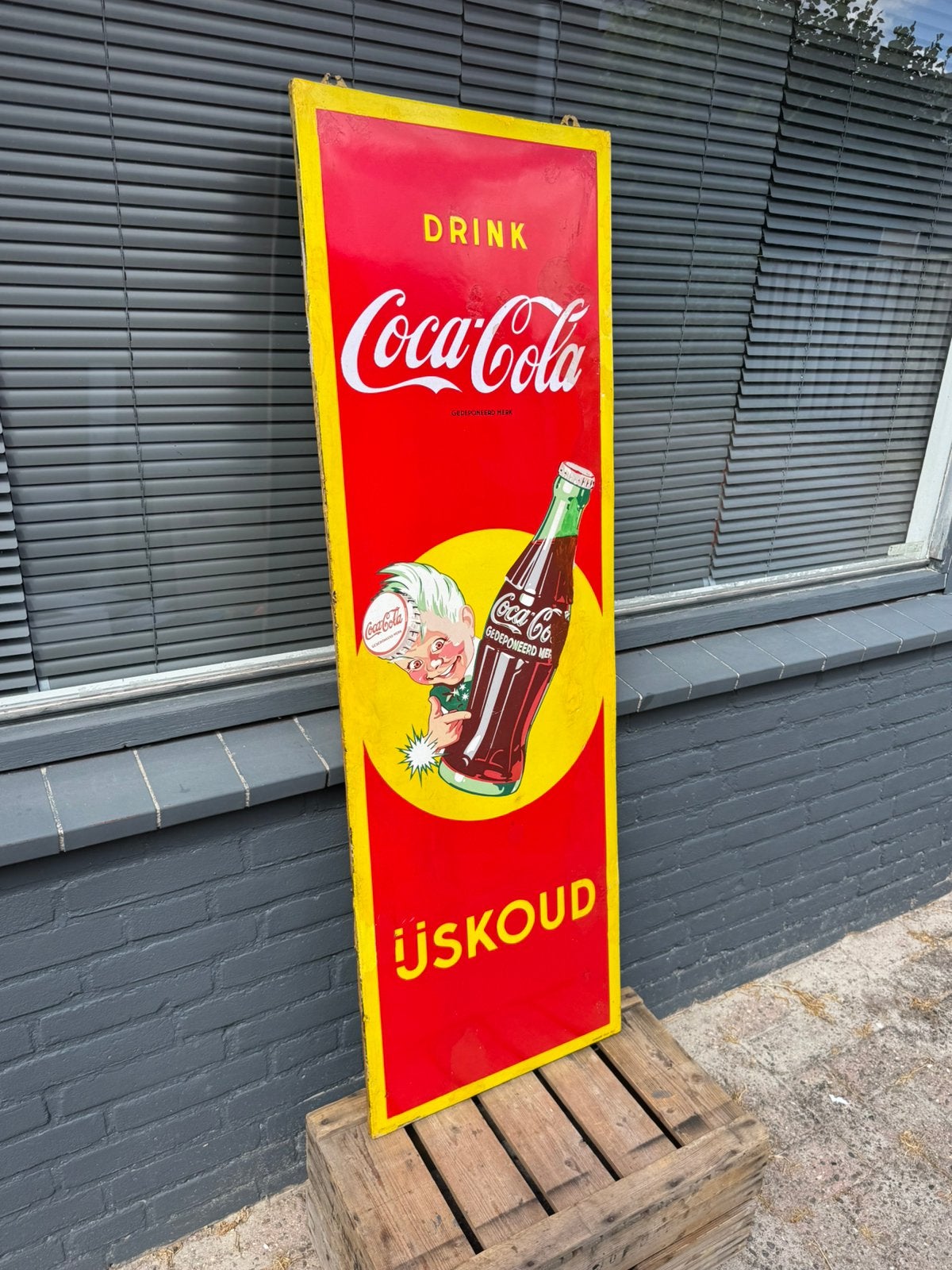 Ancien panneau d'affichage en émail Coca Cola, Enlèvement, Utilisé, Panneau publicitaire