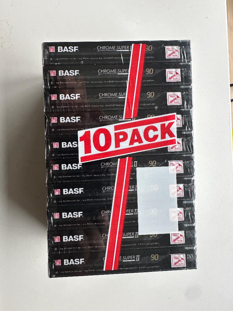 Set van 10 BASF nieuwe Chrome Type 2 cassettes, Cd's en Dvd's, Cassettebandjes, Nieuw in verpakking, Onbespeeld, Overige genres
