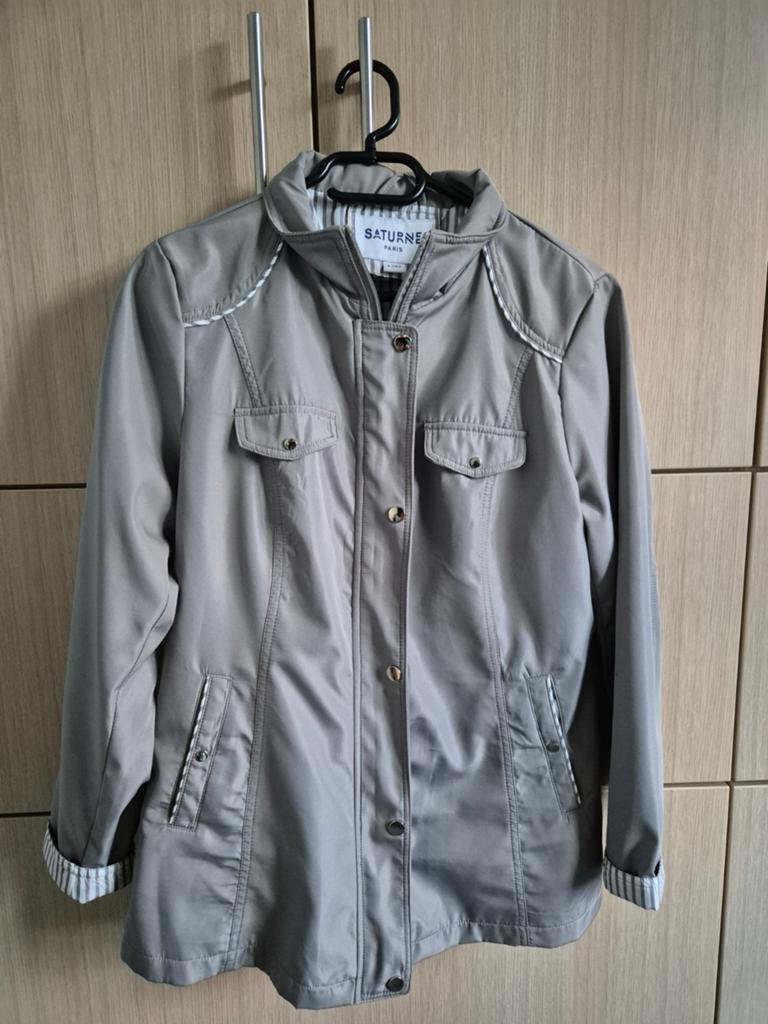grijze damesjas - Saturne Paris - maat 42, Enlèvement, Comme neuf, Taille 42/44 (L)