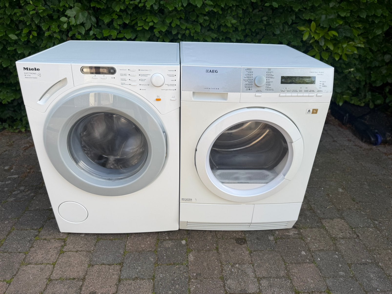 wasmachine miele A+++ 1600T 8kg & droger AEG A+++ 8kg, Electroménager, Lave-linge, Enlèvement ou Envoi, Comme neuf