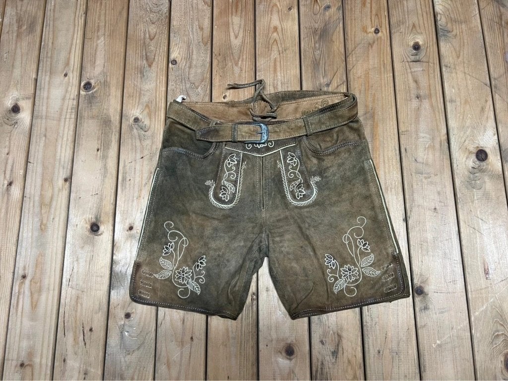 Beige korte lederen lederhose voor dames maat 36, Enlèvement ou Envoi, Comme neuf, MarJo, Taille 36 (S)