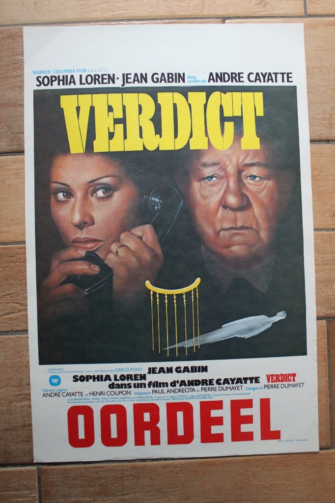 filmaffiche Sophia Loren Verdict 1974 filmposter, Collections, Enlèvement ou Envoi, Rectangulaire vertical, A1 jusqu'à A3, Comme neuf