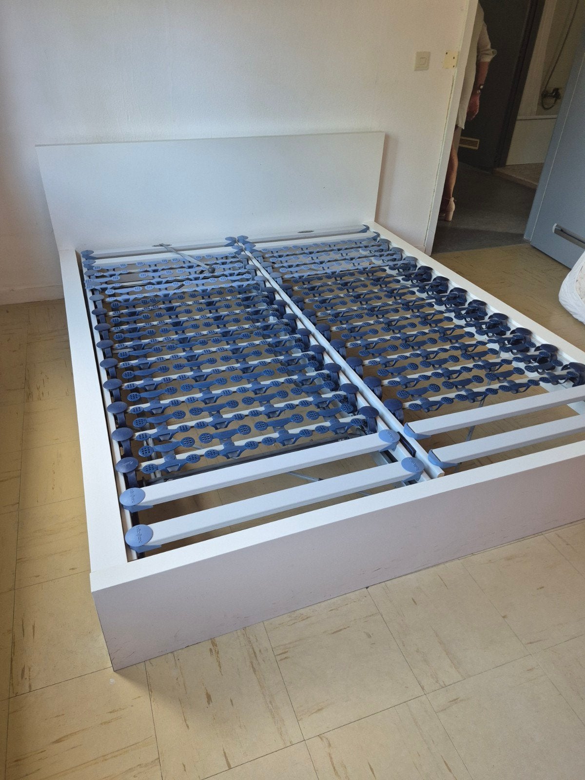 mooi modern stevig lattoflex bed, met matras en donsdeken, Ophalen, Wit, 200 cm, Modern