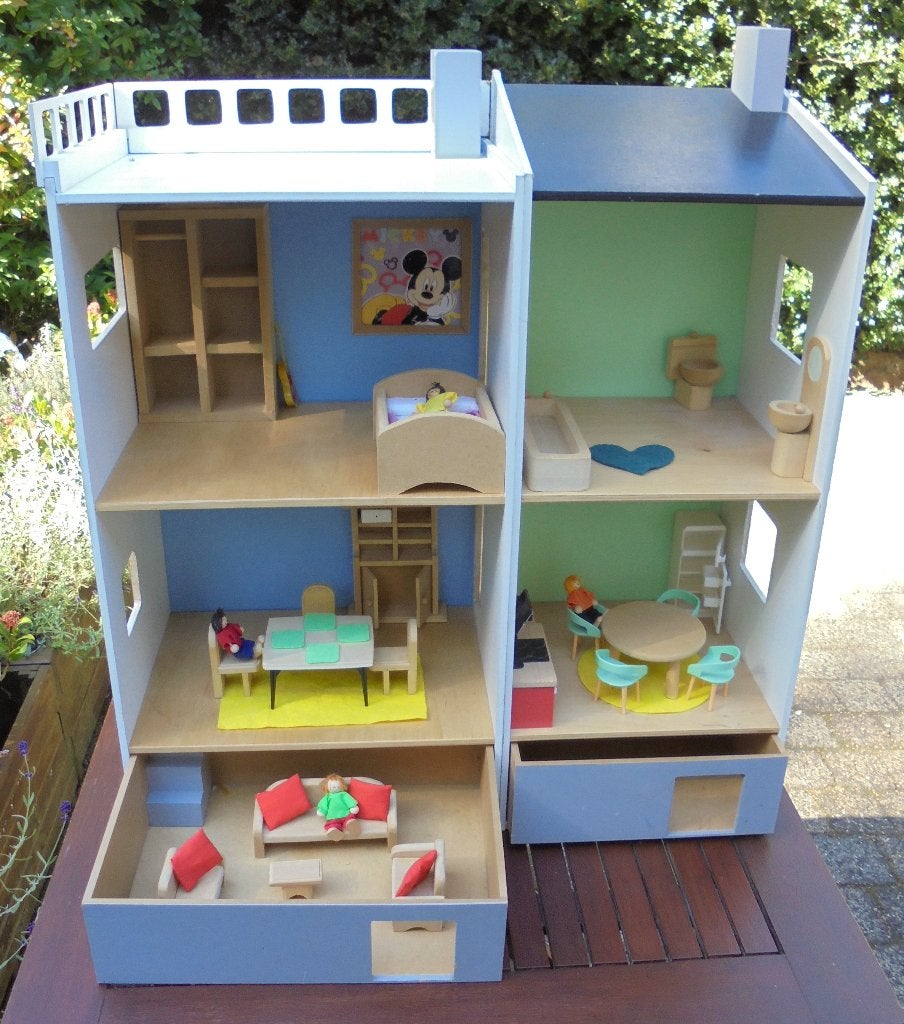 Poppenhuis met inhoud, Ophalen, Zo goed als nieuw, Poppenhuis