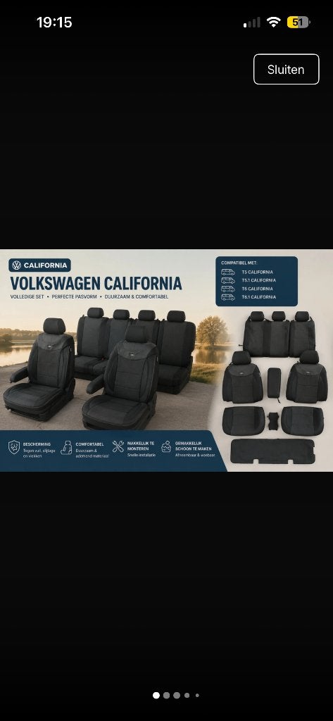 Volkswagen California T5/T6 Stoelhoezen Set, Ophalen of Verzenden, Zo goed als nieuw