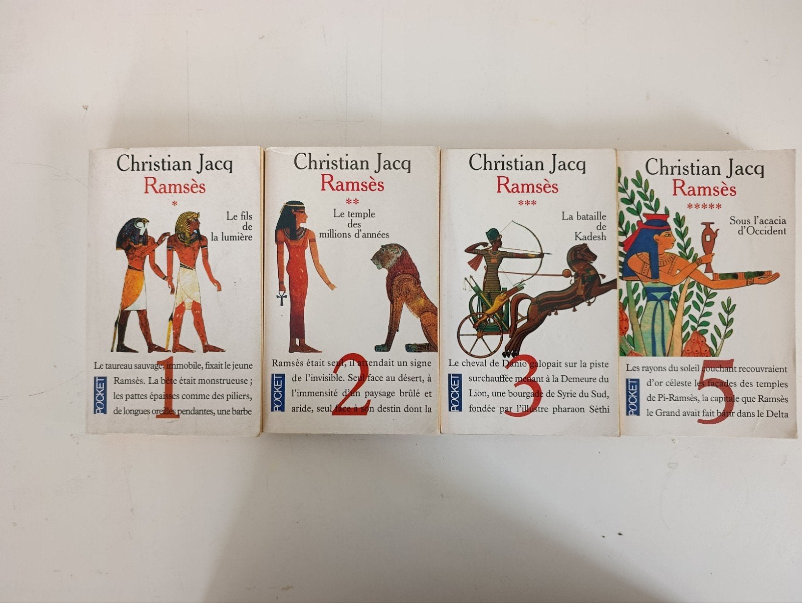 lot de 4 livres Christian Jacq - Ramses - Tome 1,2,3,5., Boeken, Ophalen of Verzenden, Christian Jacq