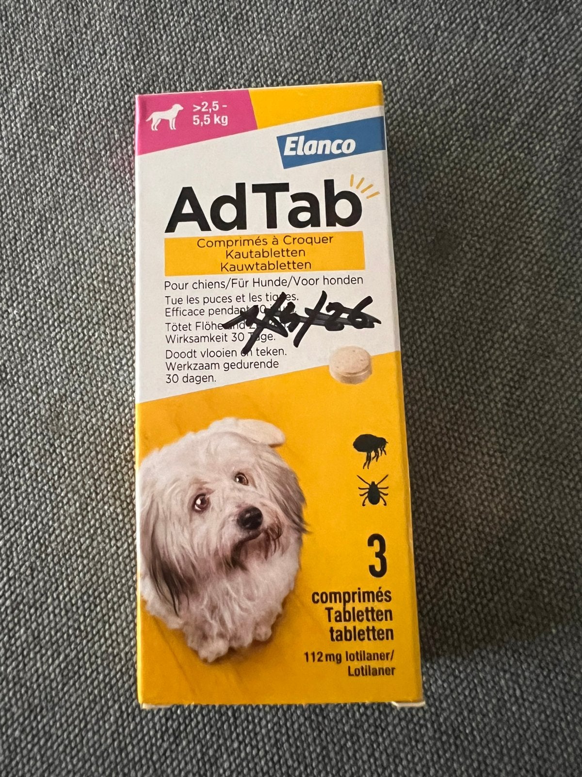 AdTab teken en vlooien kauwtabletten 2,5 tot 5,5 kg is, Ophalen, Hond