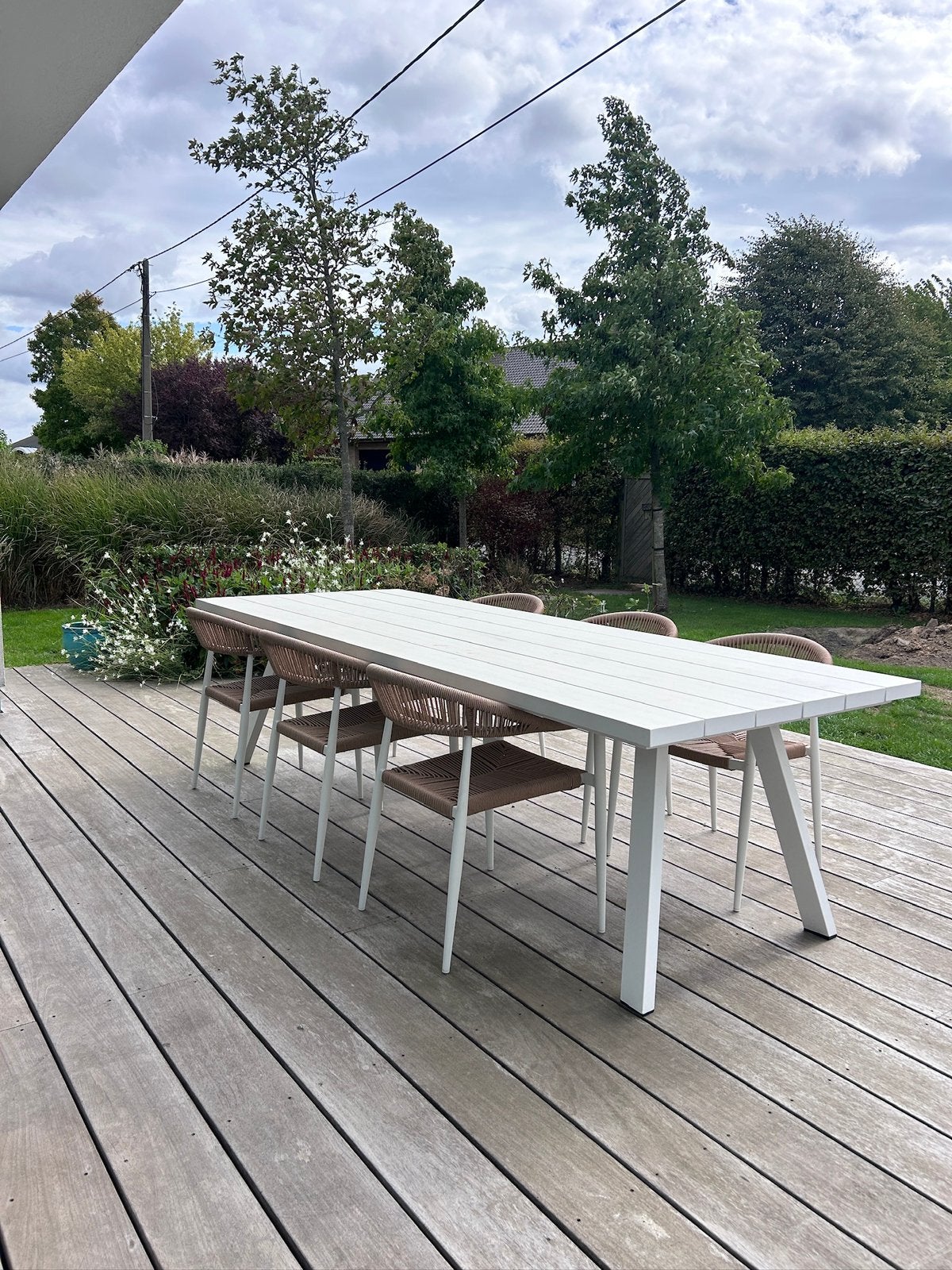 Schitterende witte grote aluminium tuintafel - Topstaat !, Tuin en Terras, Ophalen, Zo goed als nieuw, Aluminium