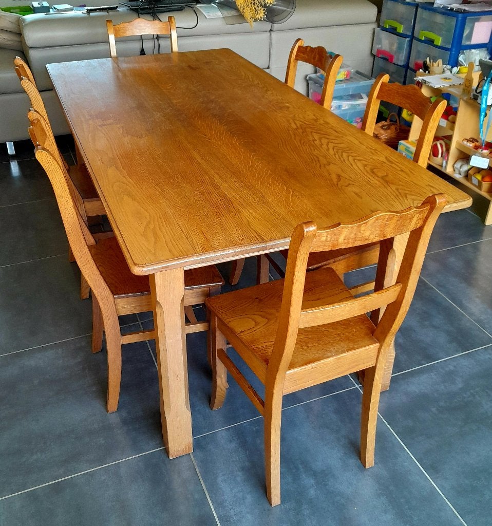 Table et 6 chaises en chêne, Maison & Meubles, Salles à manger complètes, Enlèvement, Utilisé, Pays de Herve, 4 à 6 chaises