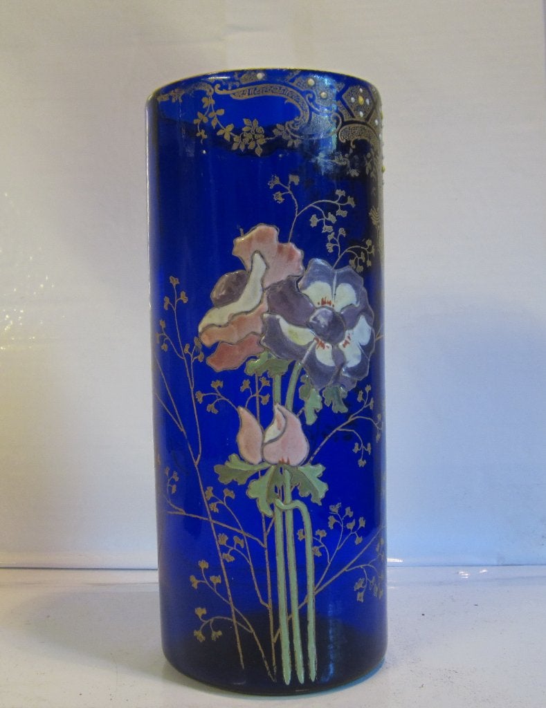 Vase Legras ancien art nouveau, fleurs en émail ; vers 1910, Envoi