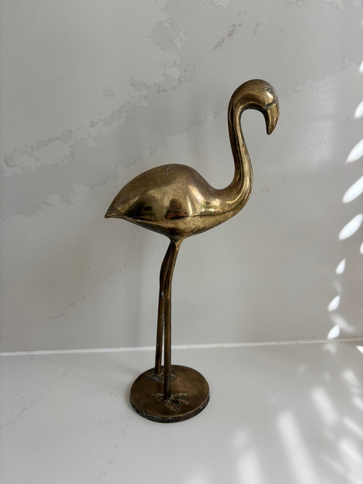 Messing grote flamingo 32cm goudkleurig (‘kraanvogel’), Antiek en Kunst, Ophalen of Verzenden
