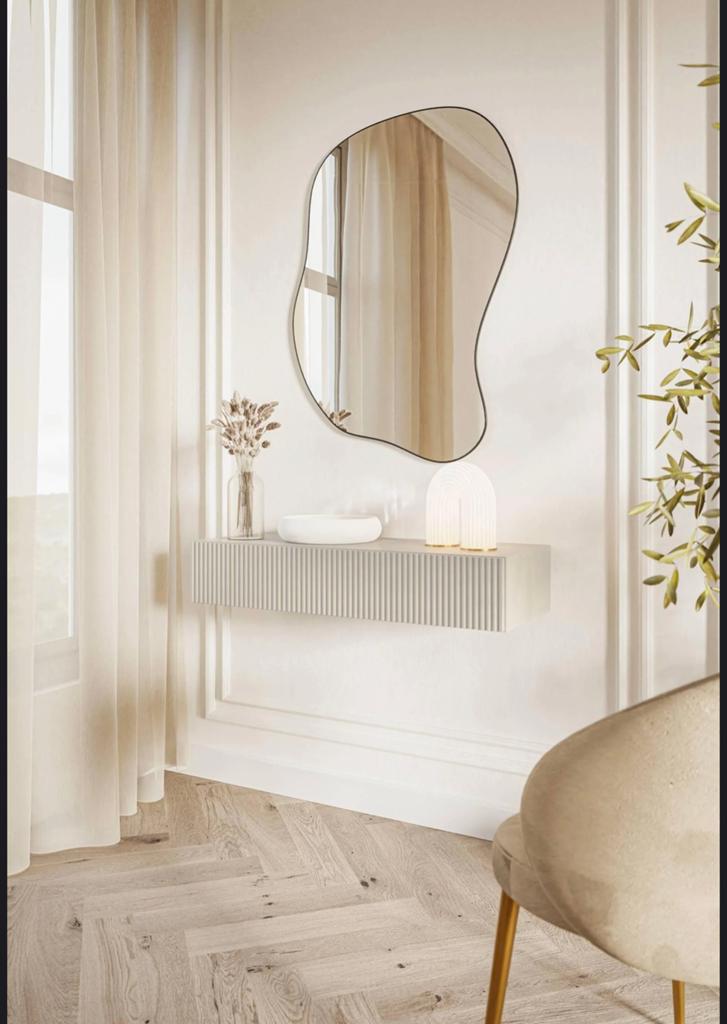 coiffeuse flottante sans pied  Naduvi modèle Vesper greige, Maison & Meubles, Neuf, Moins de 100 cm, Enlèvement, 50 à 100 cm