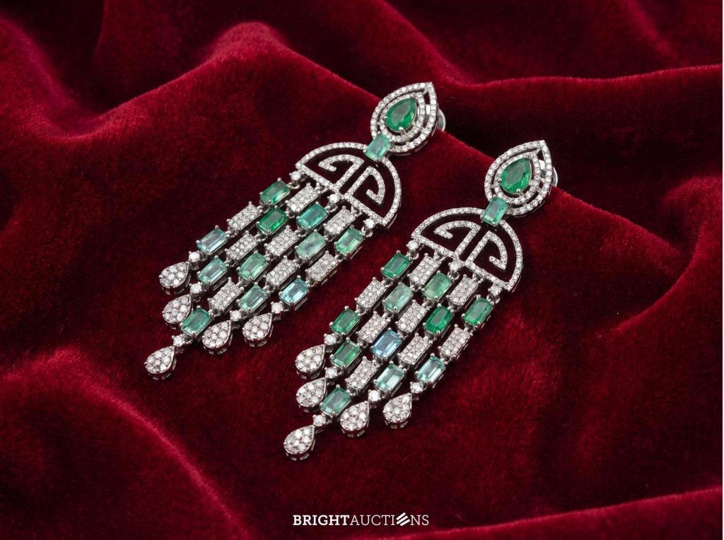 Bijzondere oorbellen met natuurlijke edelstenen en diamant, Bijoux, Sacs & Beauté, Boucles d'oreilles, Diamant, Niet ingevuld
