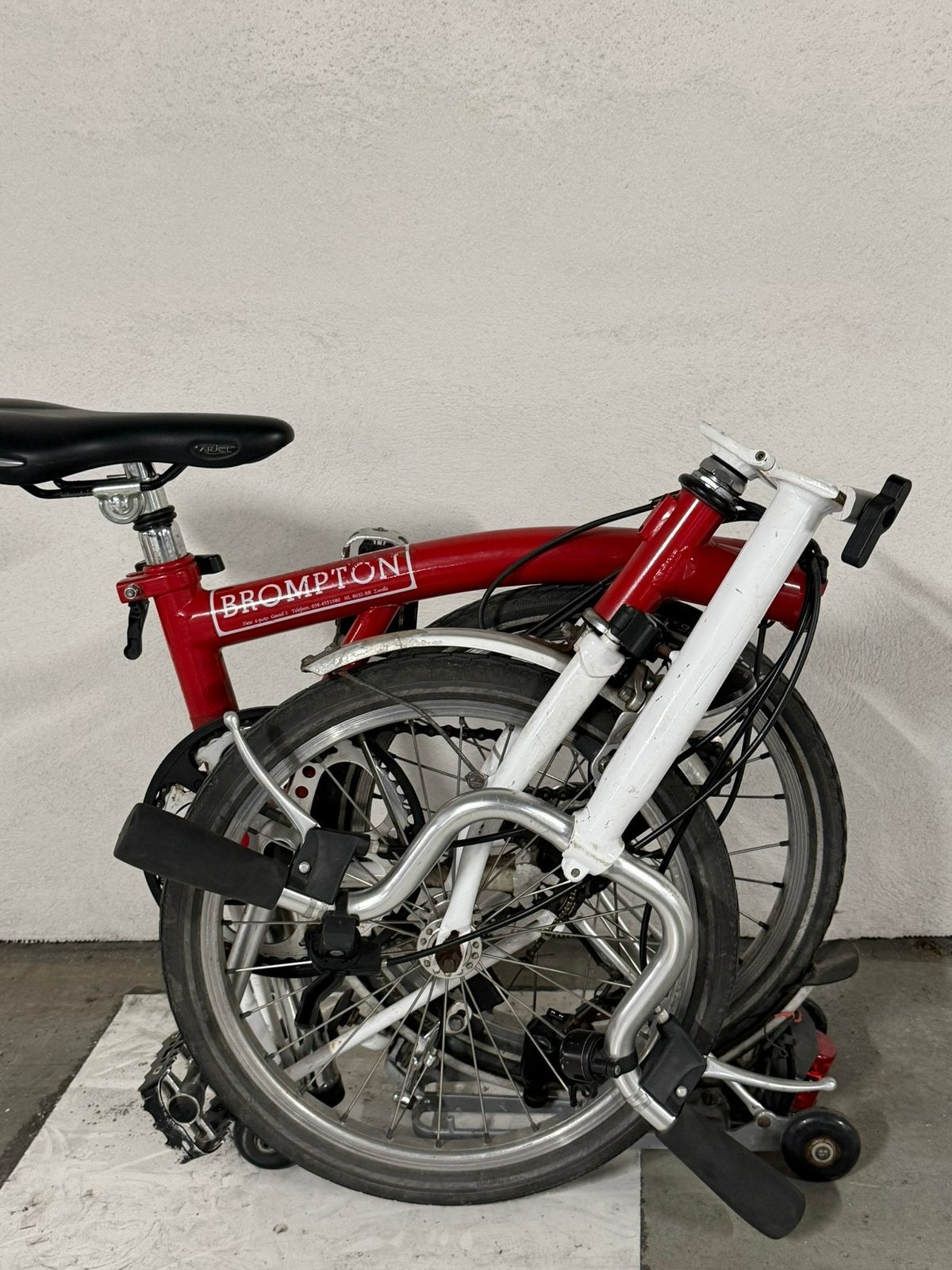 Brompton M3r rood bagagerek met 3 versnellingen, Ophalen, Gebruikt, Brompton, Velgrem