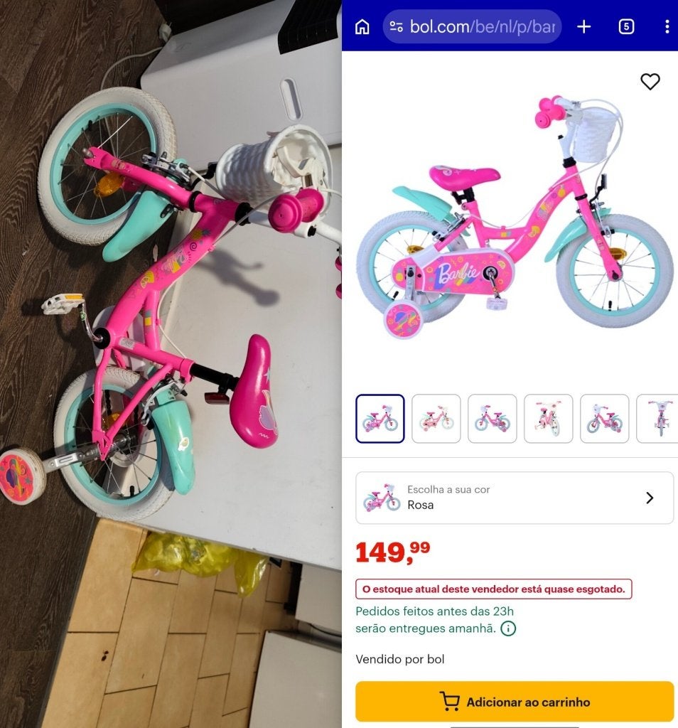 Barbie kinderfiets - Meisjes - 14 inch - 14 inch - Roze, Kinderen en Baby's, Ophalen of Verzenden, Gebruikt