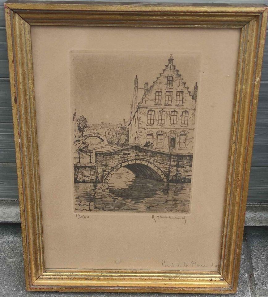 gravure pont signe roger hebbelinck, Ophalen of Verzenden, Gravure