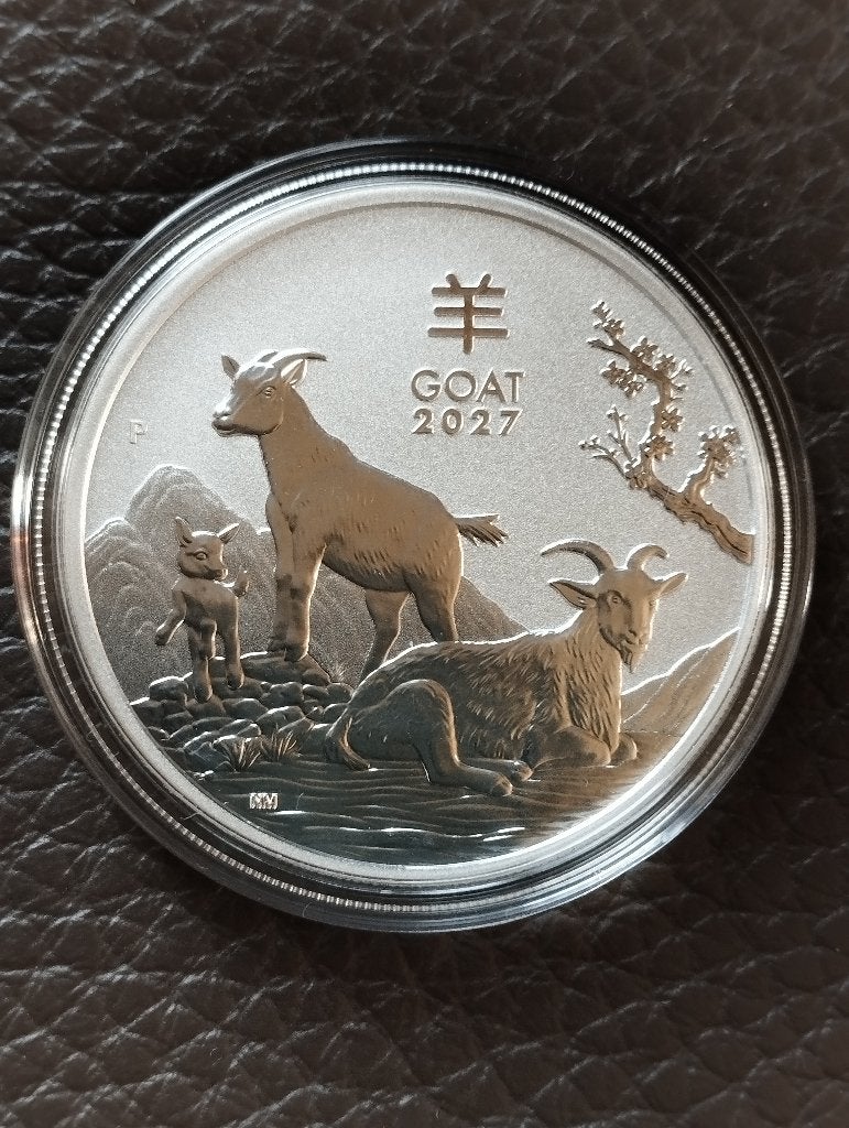 1 oz.999 zilver lunar year of the goat 2027, Ophalen of Verzenden, Zilver