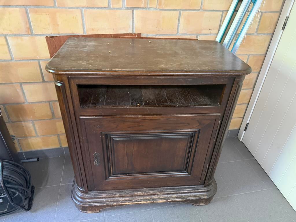 Eiken tv meubel, Ophalen, Gebruikt, 50 tot 100 cm, Eikenhout